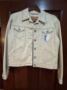 Levi Signature Denim Jacket M Attack on Titan Patch Distressed